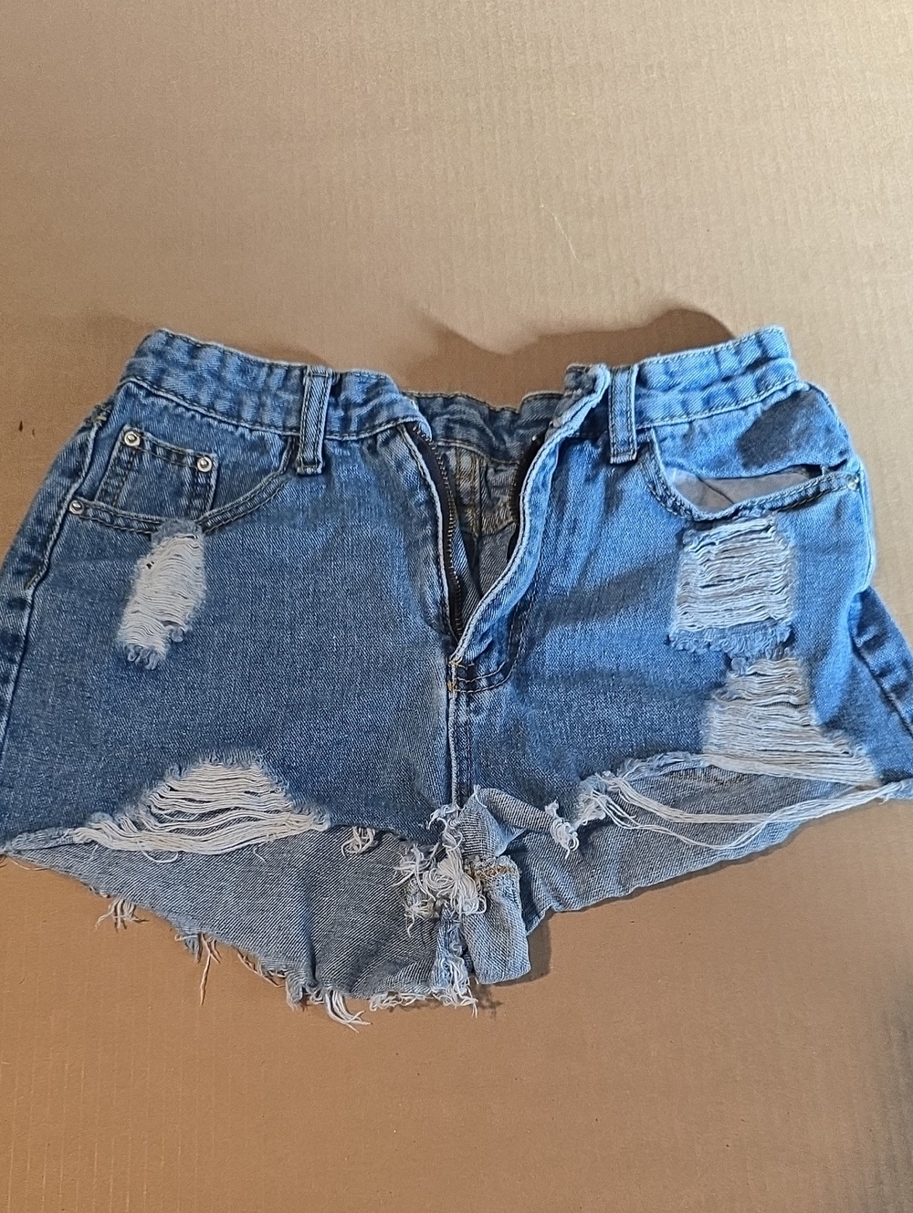 SHEIN Distressed Light Blue Denim Shorts #77